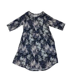 Logo By Lori Goldstein Plus Size A-Line Floral Blue Watercolor Dress  Size 2XP